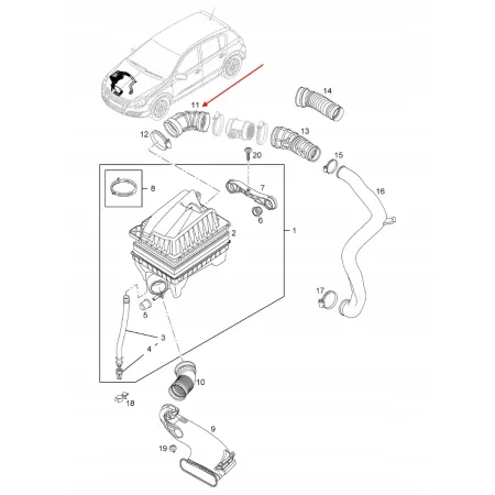 Nowy przewód filtra powietrza Opel Astra / Zafira - diesel 90530766