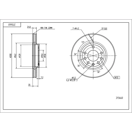 Tarcze hamulcowe przednie  OPEL Astra,Meriva,Zafira  280x25 - HART